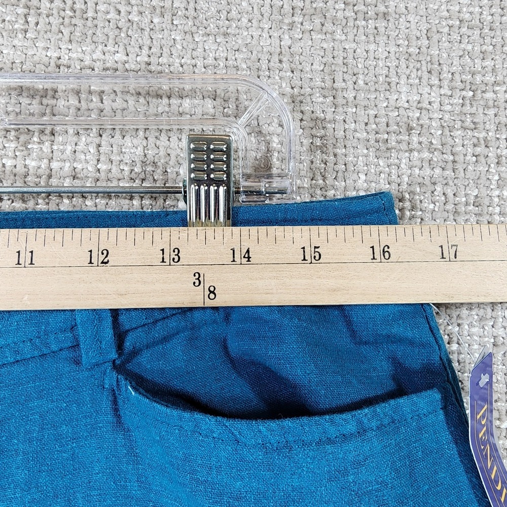 Pendleton Linen Blend Wide Leg Pants Womens 12 Turquoise Zip Button NWT - Picture 4 of 14